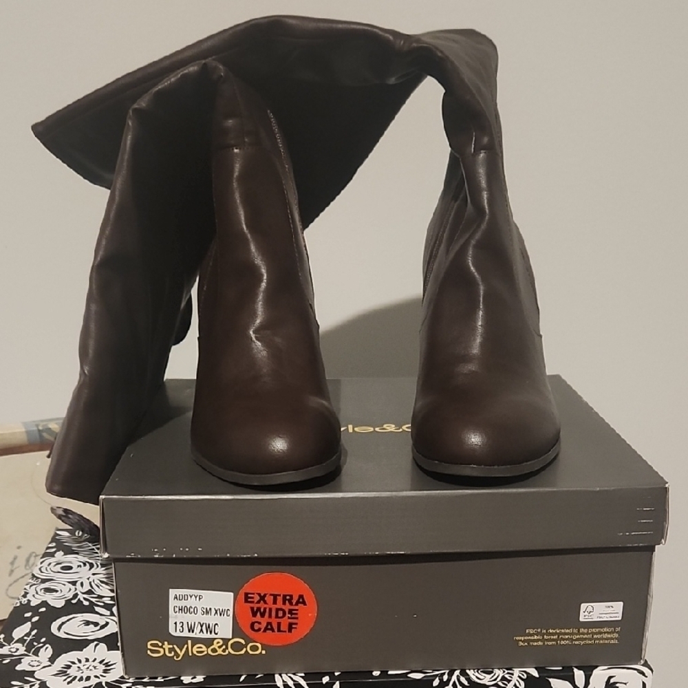 Style & Co. Brown Over the Knee Boots Timeless Design
